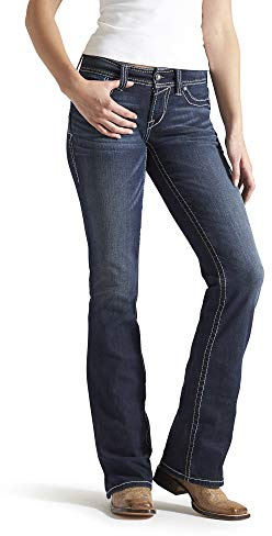 ARIAT R.e.a.l. Mid Rise Stretch Whipstitch Boot Cut Jean, Bleu Marine, 62 Grande Longueur Femme