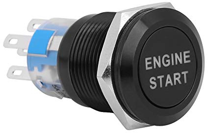 Avviamento motore auto 12V, motore auto impermeabile Avviamento pulsante interruttore avviamento universale(Nero)