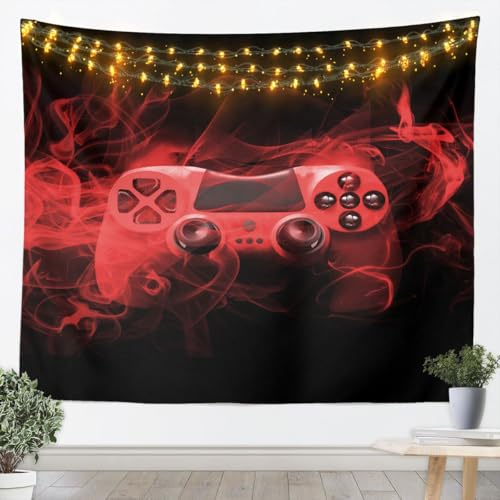 Feelyou Kids Gamepad Wall Blanket Modern Gamer Bedroom Decor for Boys Girls Teens Game Controller Tapestry Youth Gaming Console Wall Hanging Red Black Room Decor Large 59x82