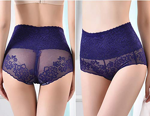Femme Culotte Slips Lot De 3 Culottes pour Dames Sexy en Dentelle Taille Haute Élastique Femme Culotte Transparente Antibactérienne, 3 Pièces Noir, L