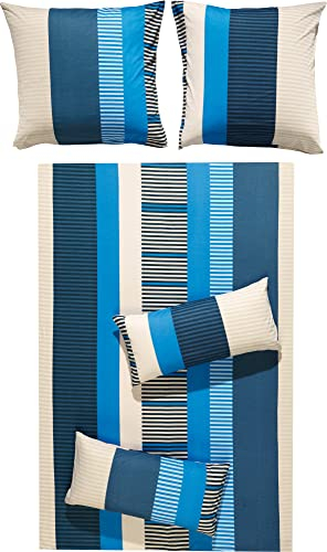 REDBEST Bettwäsche Single-Jersey blau-dunkelblau Größe 1x 135x200 cm + 1x 80x80 cm