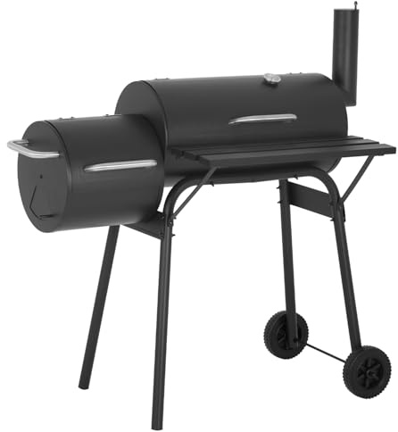 43-inch Charcoal Outdoor BBQ Grill - Portable Camping Grill for 6-10 People, Offset Smoker, Braised Roast, Patio and Backyard Picnic Grill