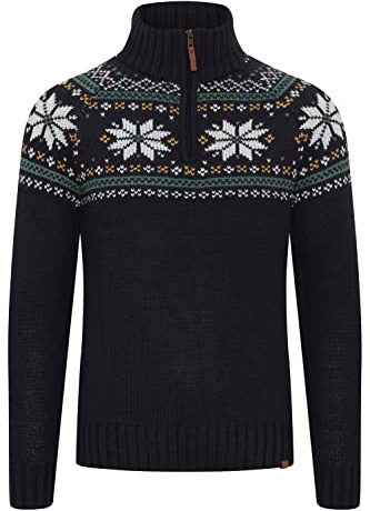 11 Project PRTim Troyer Pull en tricot pour homme avec col Troyer en laine mélangée de qualité supérieure, Noir (194007)., XXXL