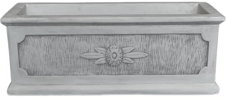 gartendekoparadies.de Pflanzkasten Pflanzgefäß aus Steinguss, H. 30 cm, 30 Liter, 64 kg, Grau, frostsicher für Außenbereich