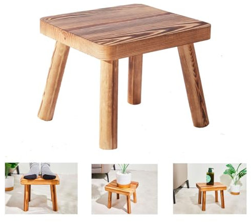 JETAINE Small Wooden Stool, Milking Stools, Plant Stand, Indoor Step Stool for kids, Removable Portable Foot Rest Stool Small Side Table for House Plants Bedroom Bedside Kitchen and Bathroom