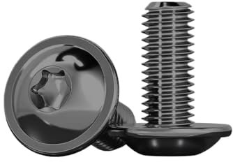 Drenky 20 viti a testa bombata M4 x 20 mm, viti a testa bombata con flangia nera ISO 7380-2, in acciaio inox, viti filettate a testa piatta, viti con disco, filettatura completa