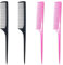 WeddHuis 4 PCS Peigne Queue Antistatique Peigne Fibre Carbone à Queue Professionnel Coupe De Cheveux pour Salon Coiffure pour Les Cheveux et Pour Hommes et Femmes Avec DifféRents Types