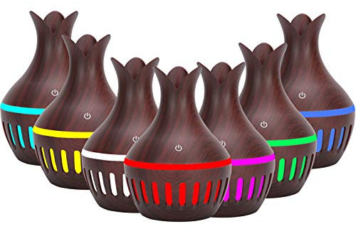 Humidificador de aire de 300 ml, difusor portátil de escritorio en forma de jarrón de flores, enchufe USB, humidificador de aceite