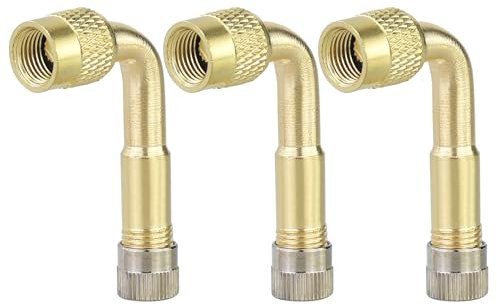 AMANDELIZABE Lot de 3 rallonges de valve coudées à 90 ° - En cuivre - Parfait pour voiture, moto, vélo et scooter