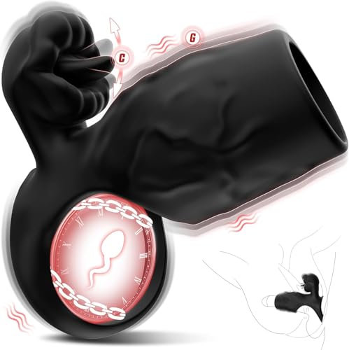Tagnaff Doppelte Verzögerung Penisring Sex Spielzeug für die Paare Männer, Verbesserte Stimulation der Klitoris Penishülle für Penis G-Punkt, 9 Modi Penis Ring Sexspielzeug für Paare Extrem Sex Toys