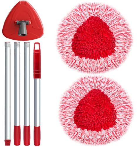 2 pezzi di ricambio rotomop mocio rotante per Vileda Turbo Mop, 3 in 1 mocho con manico mocio da 76-148 cm e 1 base, pulizia multi-superficie per pavimenti, vetri, auto, camper