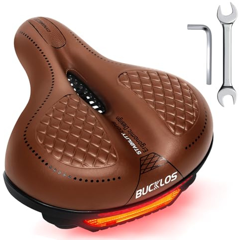 BUCKLOS Comfortable Bike Seat Cushion for Men Women Wide Bicycle Saddle Soft Memory Foam Padded Replacement Seats Fit for Peloton, Exercise Bikes, Ebike,Cruiser