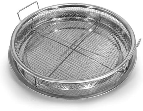 QOXEZY Set di cestini rotondi per barbecue e vassoio in acciaio inox, per barbecue e picnic in giardino, accessorio per grigliare durevole e facile da pulire, 33 x 30 x 8 cm (colore originale)