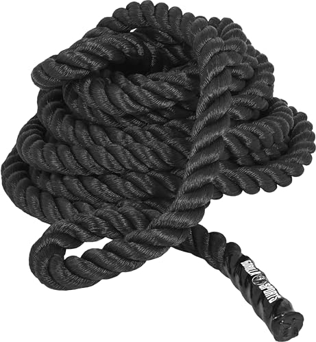 GORILLA SPORTS® Battle Rope 15 m Schwarz – Trainingsseil aus Nylon Ø 3,8 cm