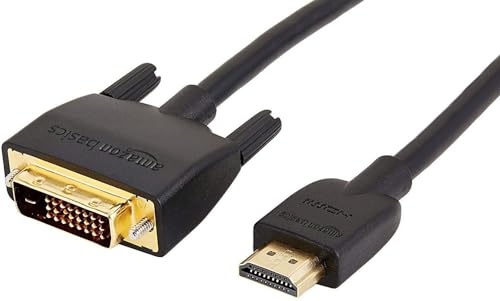 Amazon Basics Cable Adaptador de HDMI-A a DVI (Macho), bidireccional de 1080P, Chapado en Oro, 3 m, 1 Unidad, Negro
