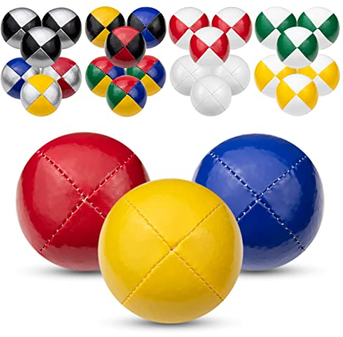 Juggle Dream 3X Pro Thud Jonglierbälle - Set mit 3 professionellen Jonglierbällen mit kostenlosem Online-Lernvideo, perfekt für Anfänger und Experten (Rot, Gelb, Blau)