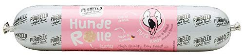 PURBELLO Hunde-Rolle Pute mit Brokkoli & Kartoffeln - Monoprotein Hundefutter mit hohem Fleischanteil - Nassfutter für Hunde - Hundewurst Schnittfest & Getreidefrei - 8 x 400 g