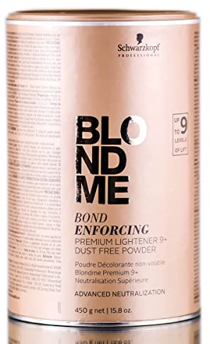 Schwarzkopf BlondMe Bond Enforcing Premium Lightener 9+ Dust Free Powder, Tinte Capilar 9 Niveles, 450 gr