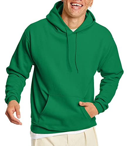 Hanes EcoSmart - Felpa con Cappuccio da Uomo, in Pile, Verde Kelly, Medium