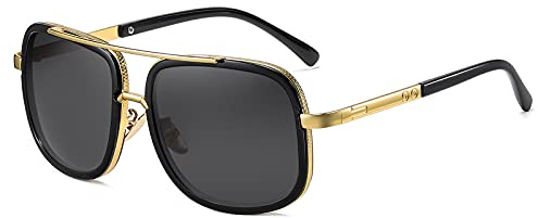 SHEEN KELLY Grande Retro Piazza Occhiali da Sole Unisex Occhiali per Gli Uomini e Donne Telaio Metallo UV400 specchio