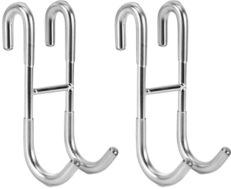 Simtive Shower Door Hooks (2-Pack), Towel Hooks for Bathroom Frameless Glass Door, Shower Squeegee Hooks, Silver