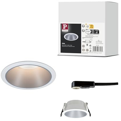 Paulmann 93398 Cole - Faretto da incasso rotondo, dimmerabile, colore: Bianco opaco, argento Spot in alluminio, plastica GU10