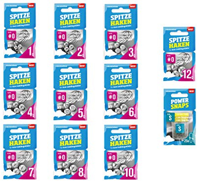 Spitze Haken Jigkopf-Set #/0 - Lieblingsköder 6 cm - 30 Jigköpfe + 25 Snaps