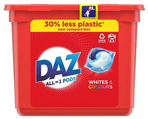 Daz All in 1 Pods Laundry Detergent Capsules for Whites & Colours, 25 each