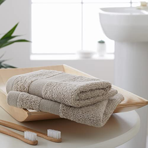 Catherine Lansfield Bathroom Anti-Bacterial Cotton Face Cloth Pair Natural TW/55660/W/FC2/NT