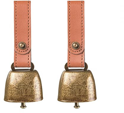 DONGKER Campane per Cani,2 Pezzi Campana per Collare di Cane in Metallo Campanelle con Cinturino in Pelle per Animali Addestramento