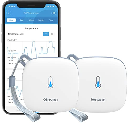 Govee WiFi Temperature Sensor H5179, Smart Hygrometer Thermometer with App Notification, 2 Years Data Storage Export, Remote Monitor for Room Greenhouse Incubator Wine Cellar, 2 Pack