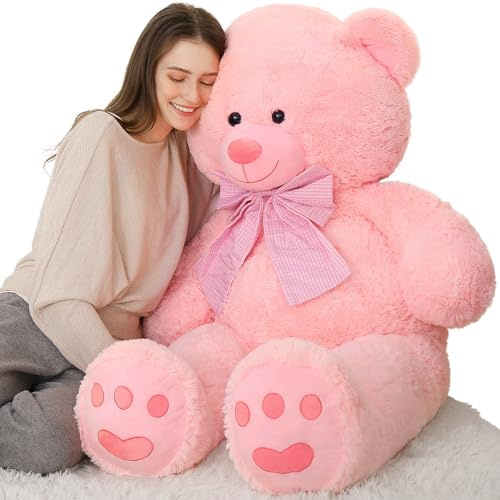 MorisMos Orsetto Gigante 120 Cm, XXL Rosa Orsacchiotto Morbido Peluche 1.2m Orso di Peluche Grande Teddy Bear Regalo per Bambini Fidanzata Lei Lui Compleanno Decorazioni