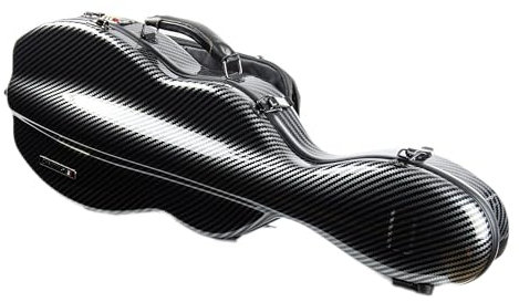 Christina 4/4 Full Size Violin case High-Strength Carbon Fiber Pear-Shaped Violin Music Bag With Combination Lock and Extra Bag Black Violin Hard Case (VB-Random type-Black Stripe spot)