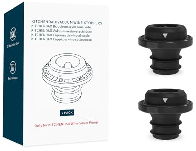 KITCHENDAO Wine Saver Vakuum-Stopfen für Weinflaschen, halten Wein frisch für bis zu einer Woche mit luftdichtem Verschluss, geeignet für KITCHENDAO Weinsparer-Pumpe, 2er Set (Schwarz)
