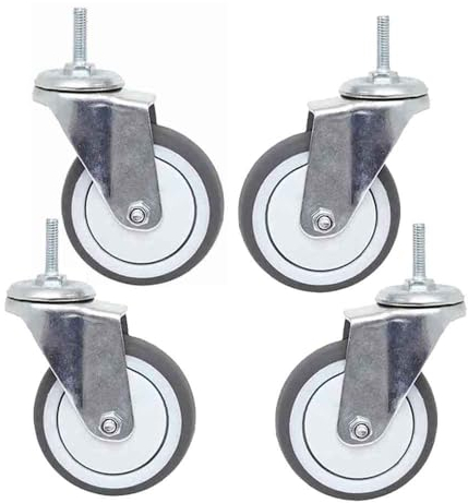 ZYBOWAYL 3 Zoll Schwerlast Strandkorbrollen mit Bremse M10*25mm Gewinde Möbelrollen aus Gummi Industrielle transportrollen for Schwere Ausrüstung 4 Stück (Size : Swivel)
