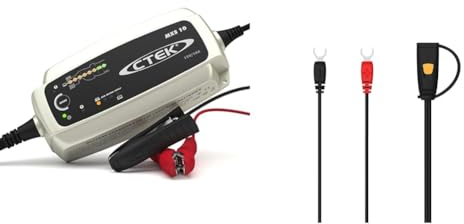 CTEK MXS 10, Batterieladegerät 12V Für Größere Fahrzeugbatterien, Boot, Wohnwagen & CS Connect U-TERMINAL, permanente Verbindung für schwer zugängliche Batterien