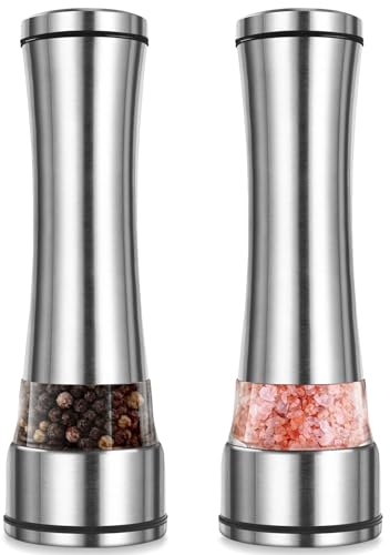 Wantli Lot De 2 Moulins À Sel Et À Poivre En Acier Inoxydable,Acier Inoxydable Moulin Poivre, Peut Être Utilisé Pour La Plupart Des Épices, Salieres Et Poivrieres, Moulin A Poivre, Moulin Sel Poivre