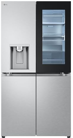 LG GMG960MBEE InstaView, Multi-Door Kühl/-Gefrierkombination | Side-by-Side | 638 L, Festwasseranschluss, Craft-, Crushed Ice- Wasserspender | Total NoFrost |Full Size - 91,4 cm breit | Silber