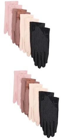 WRITWAA 8paare Dünne Sonnenschutz-Handschuhe Für Damen Atmungsaktive Spitzen-uv-Schutz-Mitten Mit Touchscreen-Funktion Für Sommeraktivitäten Wie Angeln Und Radfahren Schwarz Beige