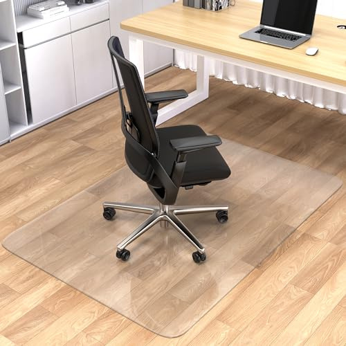 BesWin Office Chair Mat for Hard Floors, 76.2x122cm Clear Computer Desk Chair Protection Mat for Wooden/Tile Floor, Heavy Duty Transparent Floor Protector for Home & Office, Easy to Clean