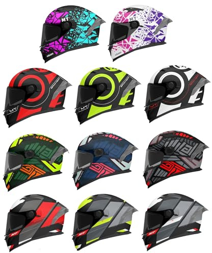 Motorcycle Full Face Helmet mt Braker SV - Scooter Adult Men Women Biker Rider Sports Racing Touring Motorbike Helmets - ECE 22.06 Approved Street Race Crash Helmet (Chento Matt Black Red,L)