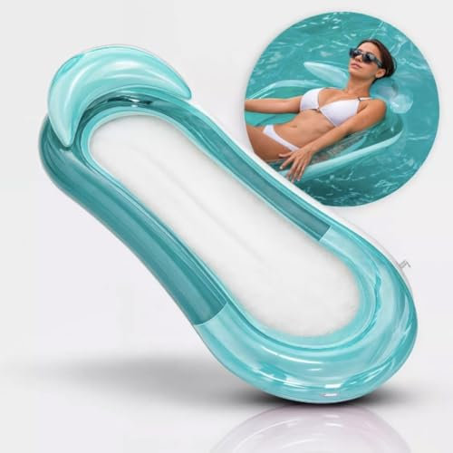 Matelas gonflable de mer avec coussin – Matelas de mer avec sommier suspendu confortable, support jusqu'à 250 livres, 160 x 84 cm – Se détendre dans la piscine, la mer et le lac – Idéal comme hamac de