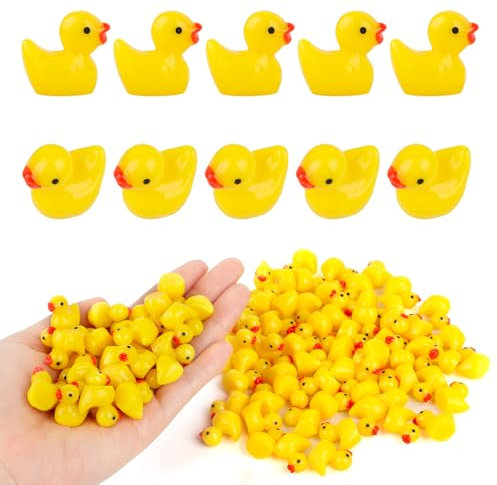 TDUNSYA 100 Pieces Mini Canards en Résine, Petits Canard Miniature Résine, Miniatures Figurines de Canard, Mini Canard en Plastique Petit pour Aquarium, Jardin, Paysage