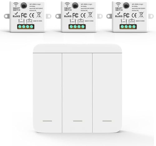 Acmerota Wireless Light Switch Remote Light Switch, 85-240V Wireless Switch 3-Channel RF ON/OffRemote Control Wall Switch On/Off Switches for Light LampAppliances, 100m/328ft, Within 1000W