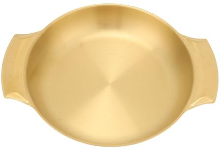 Padella paella in acciaio inossidabile, frutti di mare e carne per 6 porzioni, facile riscaldamento di pulizia riscaldamento doppio pentola piatta piatta da padella (Pequeño 6x4x7cm / 2.4x1.6x2.8in)