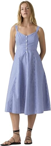 Levi's Donna Abito Midi Ravina con Chiusura con Bottoni, Linea a Trapezio, Blu (Annika Stripe Nautic), XS