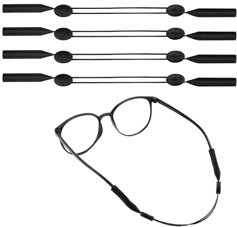 ZFRITP 4 Pcs Cordon Lunettes Homme,Attache Lunette Sport,Cordon Lunettes Sport,Attache Lunette,Cordon Lunettes, Cordon Lunettes De Sport, Adjustable Cordons À Lunettes,Noir