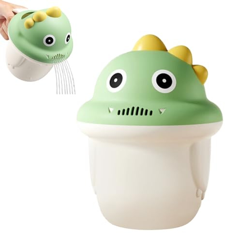 LdawyDE Regadera Baño Bebe, Jarra Baño Bebe de Diseño Dinosaurio, Verde