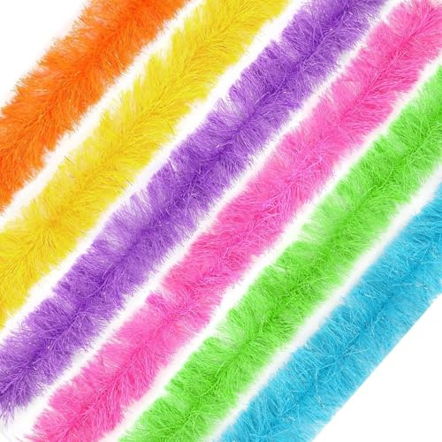 Pack Of 6 Colorful Feather Boa, Feather Boas, Feather Boas Multipack, Pink Feather Boa, Fancy Dress For Diy Wedding Party Dancing Halloween Christmas Costume Home Decoration