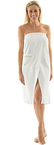 aqua-textil Wellness Saunakilt Damen 90 x 150 cm weiß Baumwolle Saunasarong Frottee Kilt Langer Schnitt